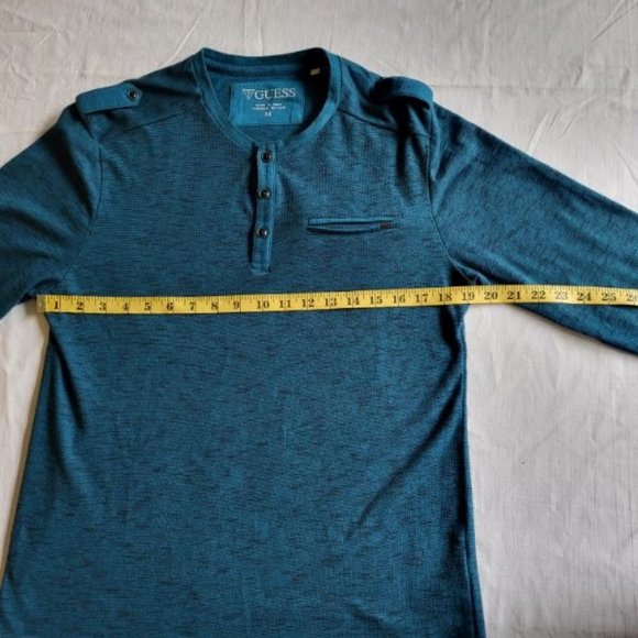 Guess Henley style sweater, teal green, medium - Picture 3 of 9